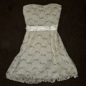 White Lace Fit and Flare Mini Dress